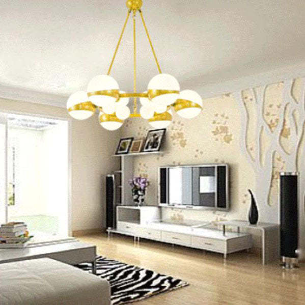 Modern Gold Wrought Iron Glass Ball Chandelier — 20 / 110V-120V For US/CA