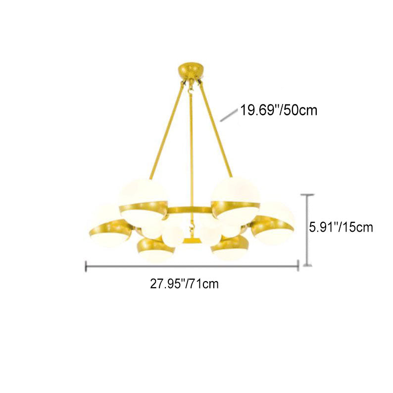 Modern Gold Wrought Iron Glass Ball Chandelier