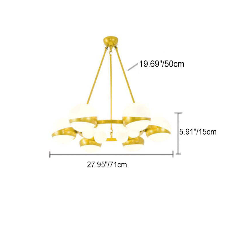 Modern Gold Wrought Iron Glass Ball Chandelier
