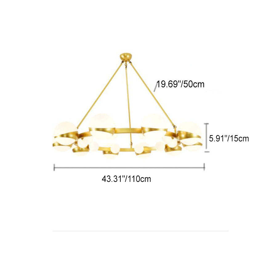 Modern Gold Wrought Iron Glass Ball Chandelier