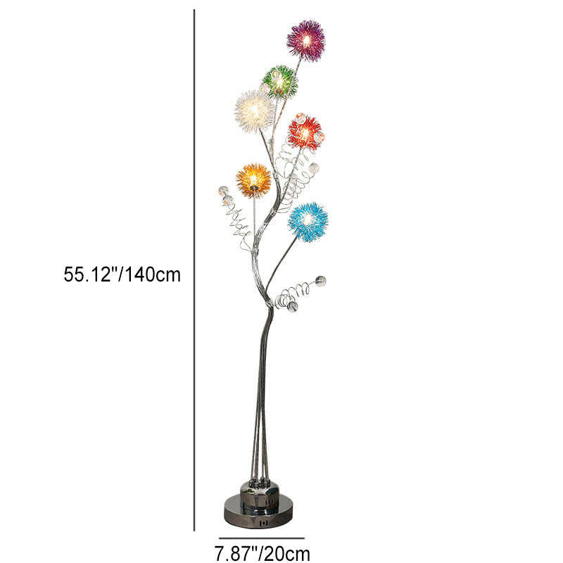 Aluminum Weaving Balls Tree Branch Rustic 6-Light Floor Lamp