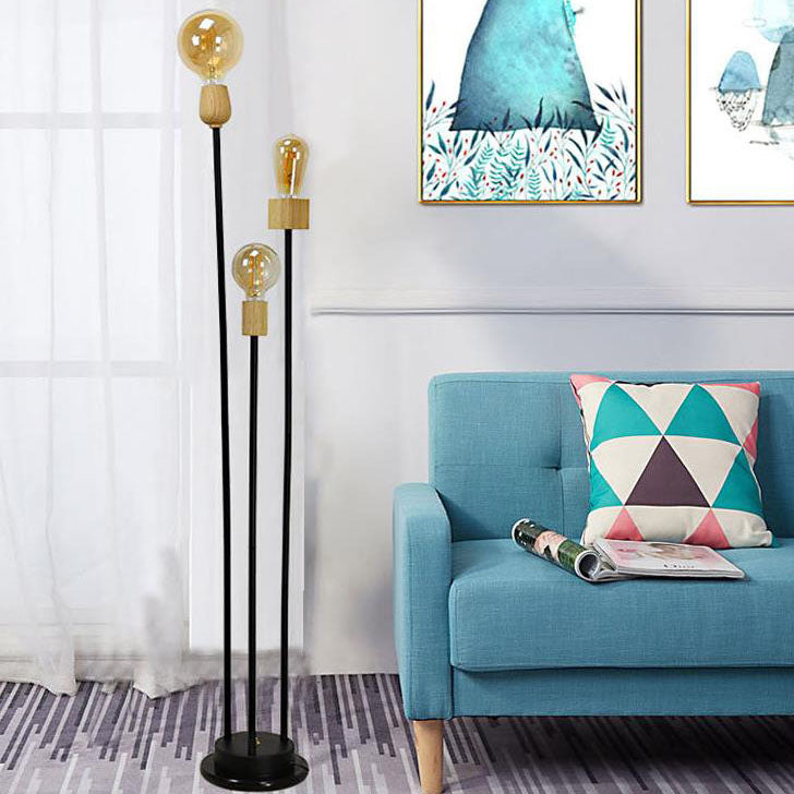 Industrial Retro Iron Black Glass Ball Floor Lamp
