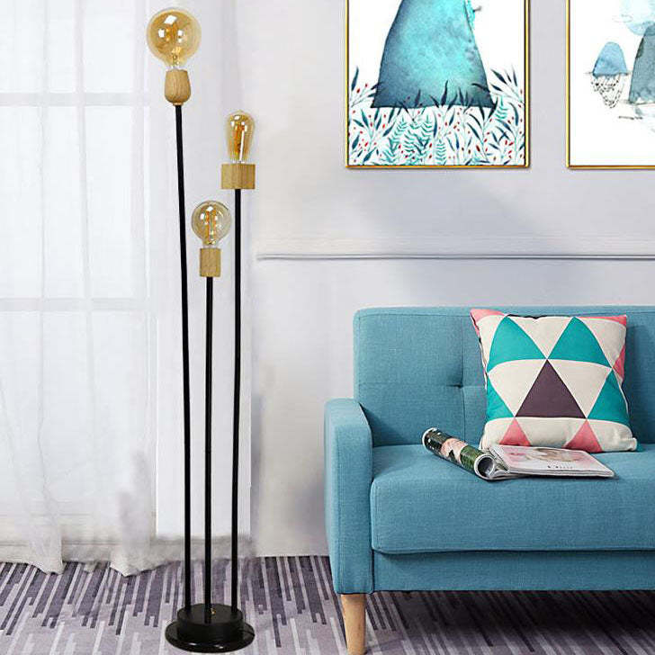 Industrial Retro Iron Black Glass Ball Floor Lamp