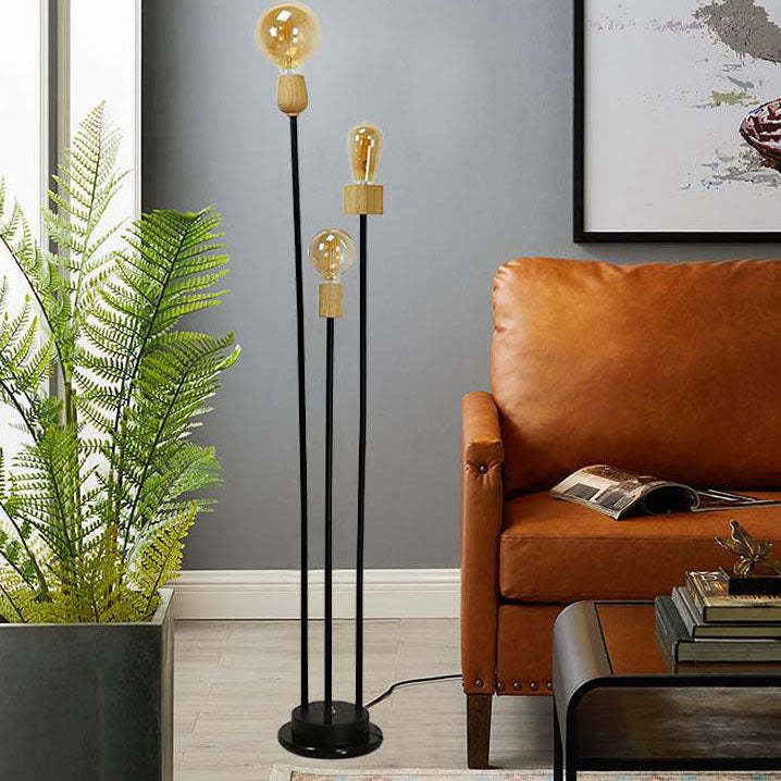 Industrial Retro Iron Black Glass Ball Floor Lamp