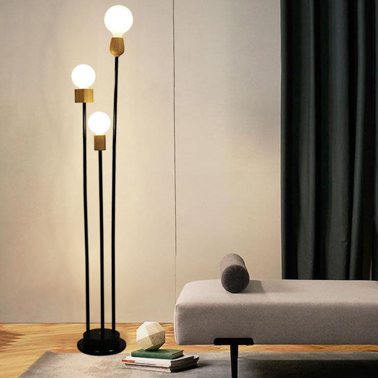 Industrial Retro Iron Black Glass Ball Floor Lamp