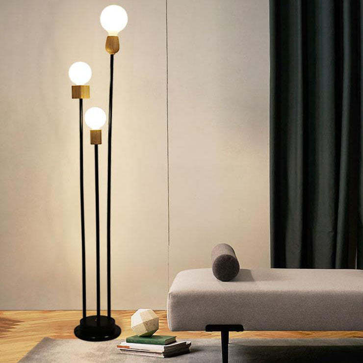 Industrial Retro Iron Black Glass Ball Floor Lamp