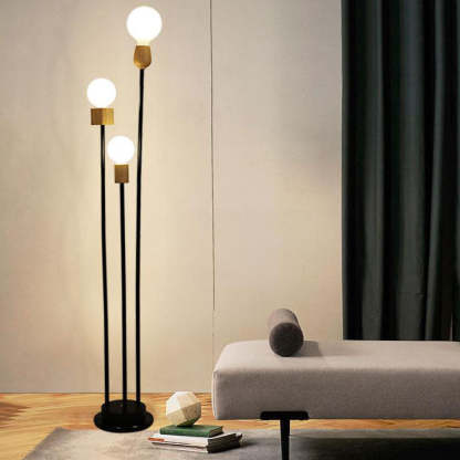 Industrial Retro Iron Black Glass Ball Floor Lamp