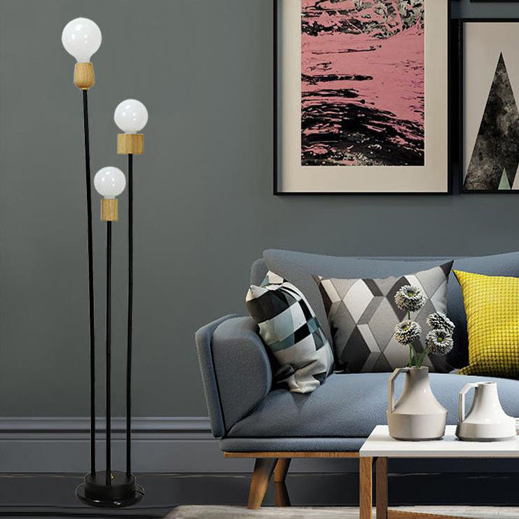 Industrial Retro Iron Black Glass Ball Floor Lamp