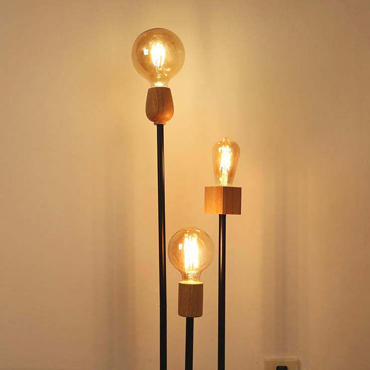 Industrial Retro Iron Black Glass Ball Floor Lamp — White / 220V-240V For UK/AU