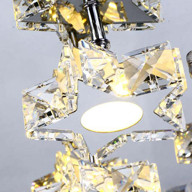 Romantic Stainless Steel Crystal Star Moon LED Flush Light
