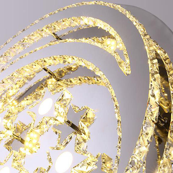 Romantic Stainless Steel Crystal Star Moon LED Flush Light
