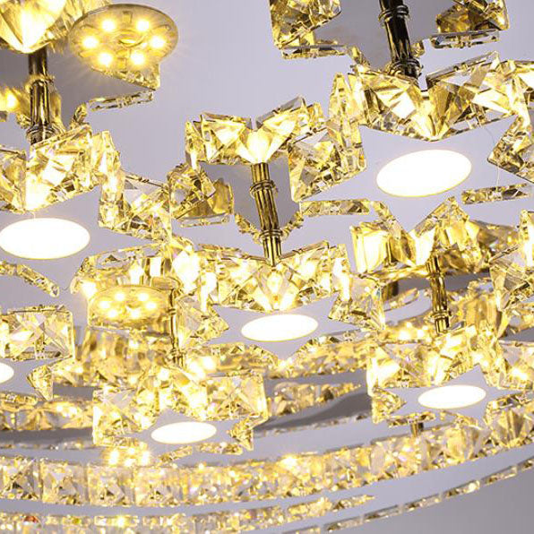 Romantic Stainless Steel Crystal Star Moon LED Flush Light
