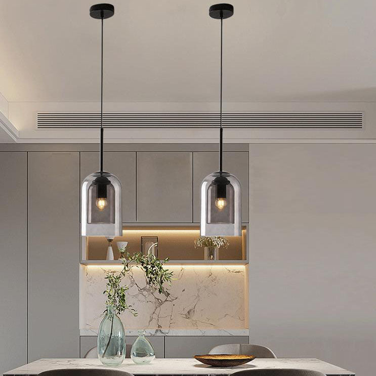 Minimalist cup cylinder gray pendant lighting — Amber / 220V-240V (UK/AU)