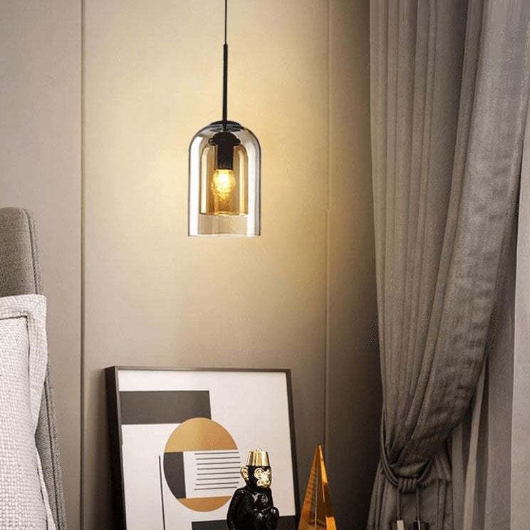 Minimalist Glass Cylinder Cup Pendant Light