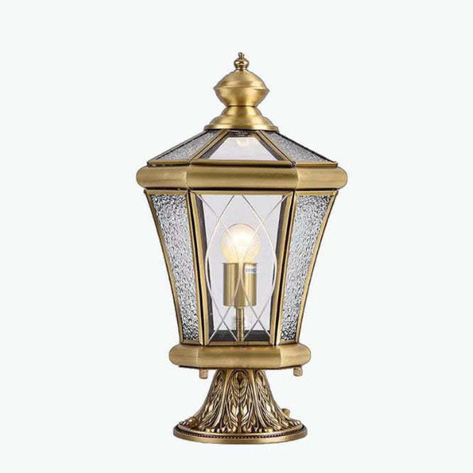 European Outdoor Glass Copper Lantern Lawn Light