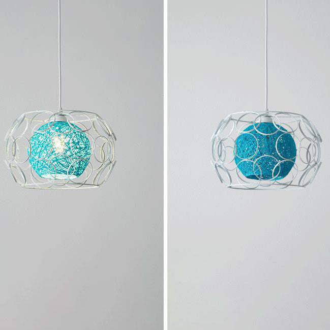 Nordic Woven Hemp Ball Iron Drum Pendant