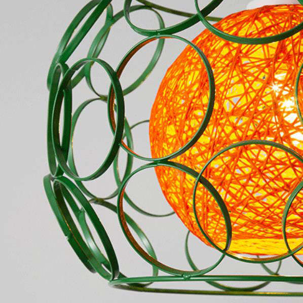 Nordic Woven Hemp Ball Iron Drum Pendant