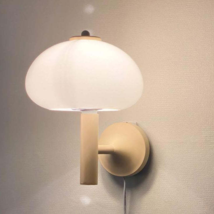 Nordic Vintage Milk Glass Dome Mushroom Sconce