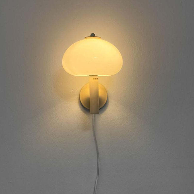 Nordic Vintage Milk Glass Dome Mushroom Sconce