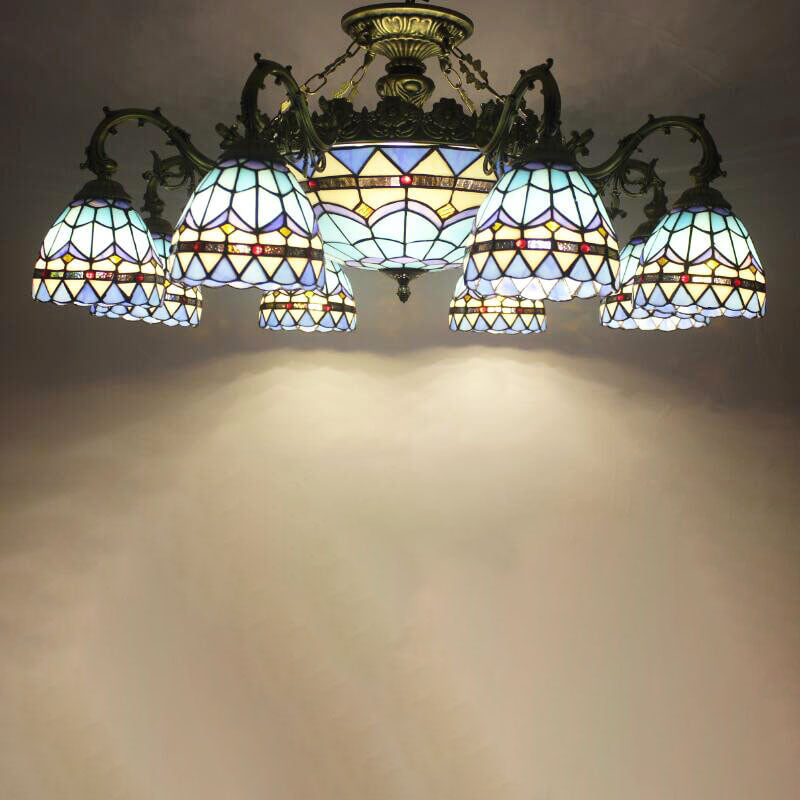 Tiffany Retro Baroque Stained Glass Ceiling Light — Sky / 220V-240V For UK/AU