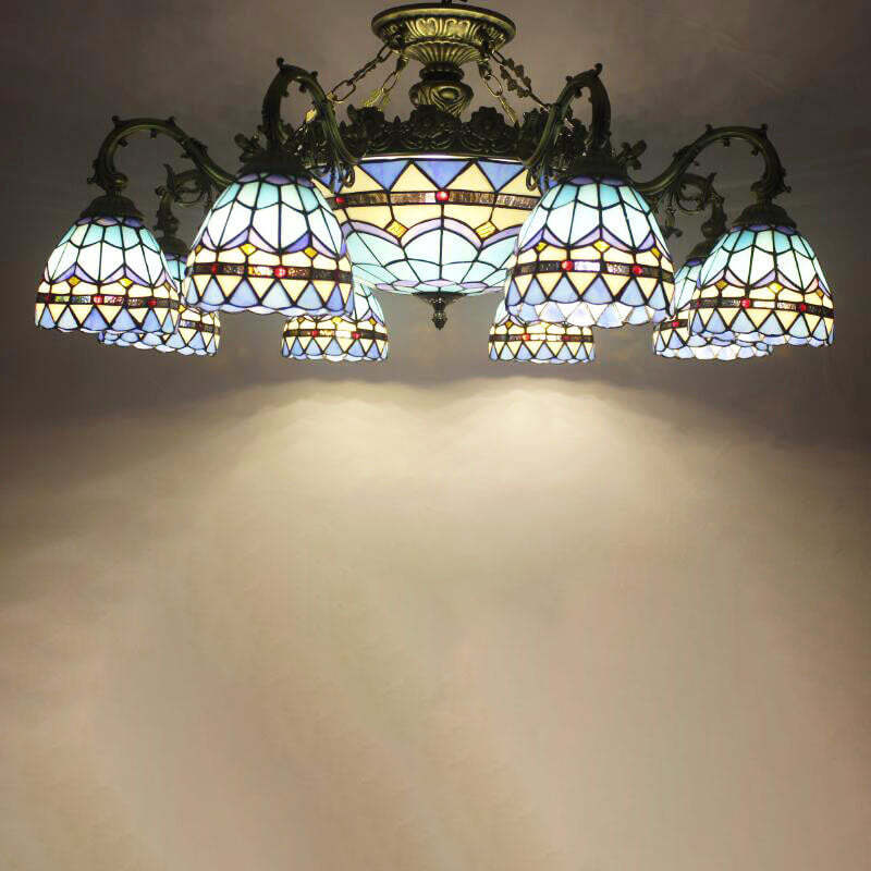 Tiffany Retro Baroque Stained Glass Ceiling Light — Sky / 220V-240V For UK/AU