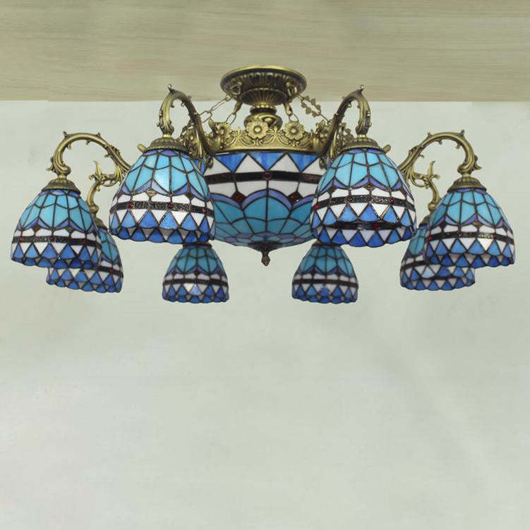 Tiffany Retro Baroque Stained Glass Ceiling Light