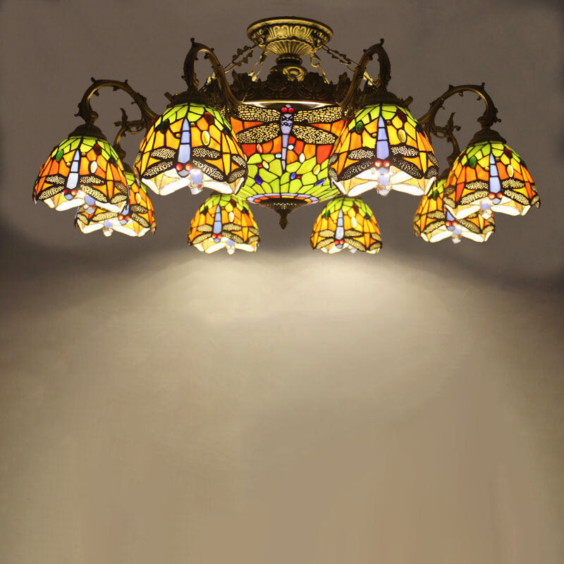 Tiffany Retro Baroque Stained Glass Ceiling Light — Sunflower / 220V-240V For UK/AU