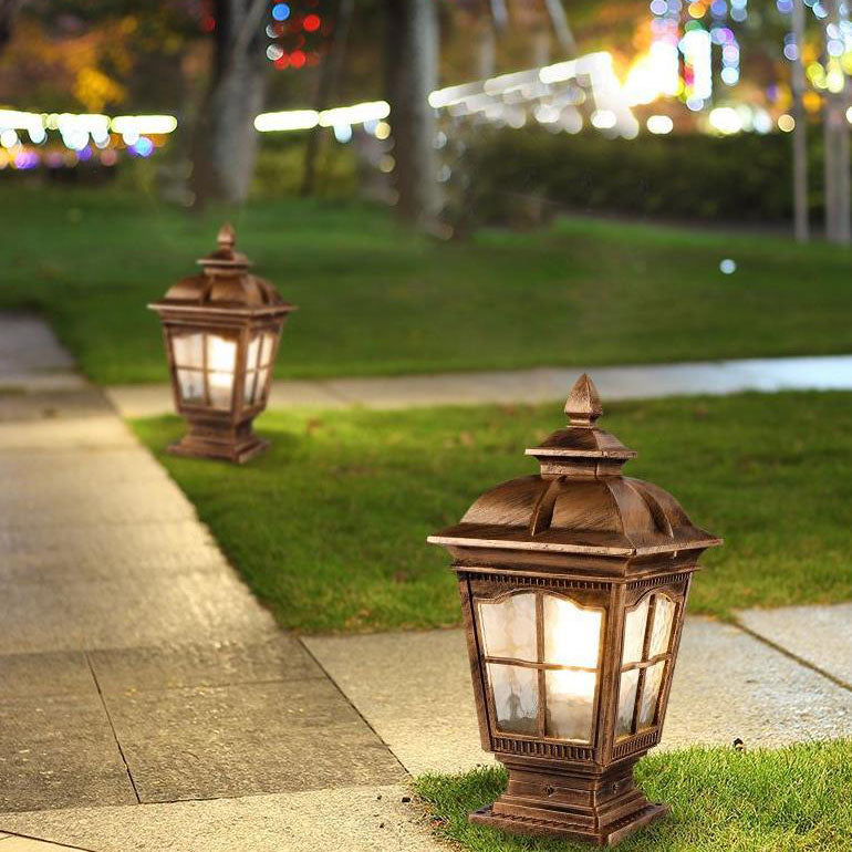 Industrial Aluminum Pagoda Rippled Glass Landscape Light — 220V-240V For UK/AU