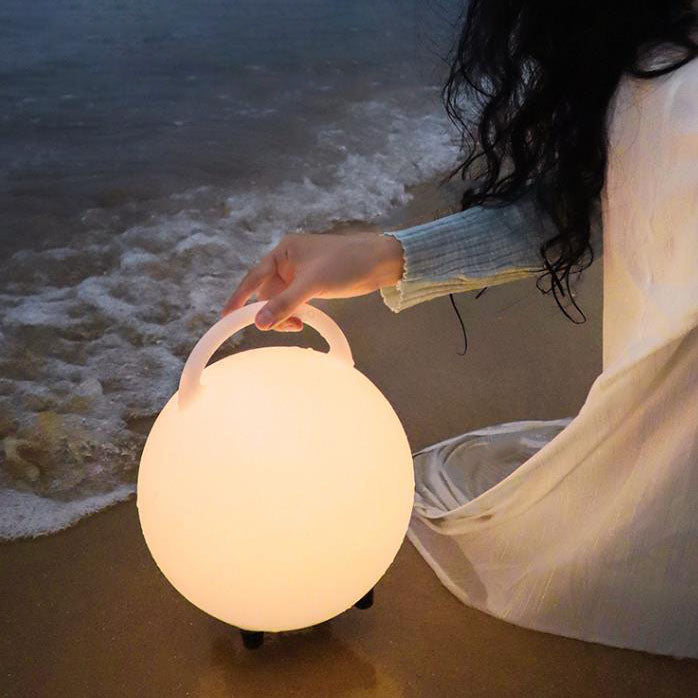 Modern round portable wood stone landscape lighting