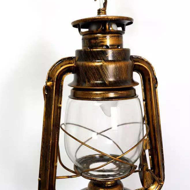 European Vintage Lantern Iron Wood Marble Floor Lamp