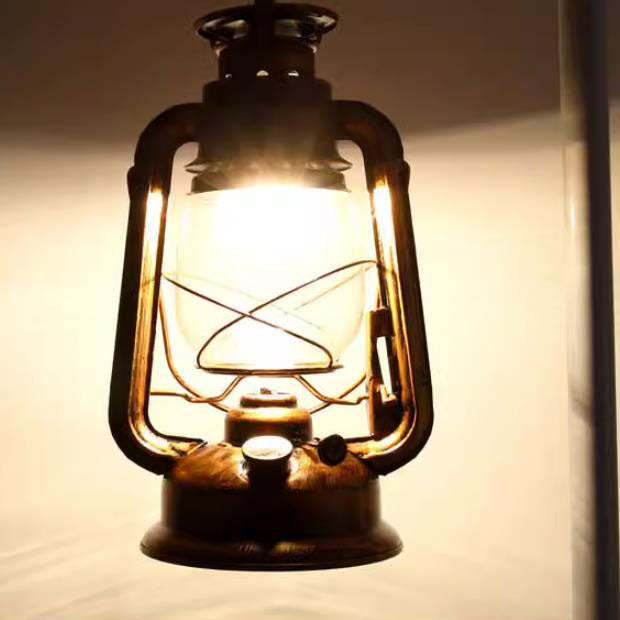European Vintage Lantern Iron Wood Marble Floor Lamp