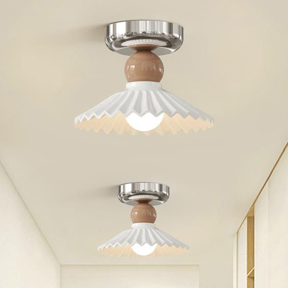 Modern Cream Iron Lace Round 1-Light Ceiling Light — A / Red / 220V-240V For UK/AU