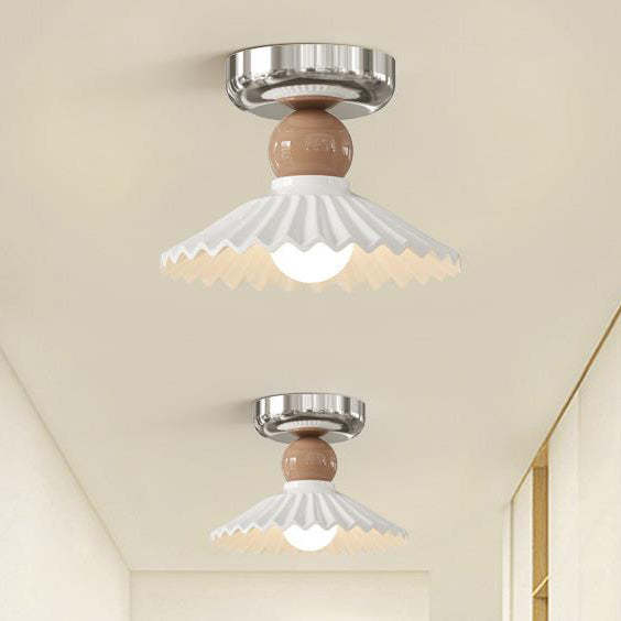 Modern Cream Iron Lace Round 1-Light Ceiling Light — A / Red / 220V-240V For UK/AU