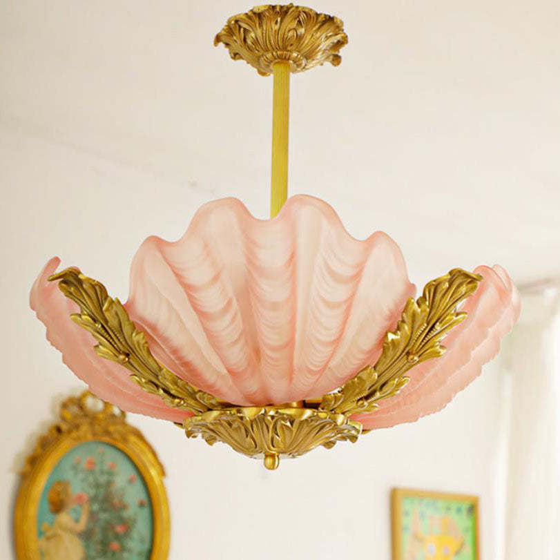 Modern Art Deco Shell Brass Chandelier