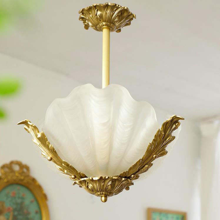 Modern Art Deco Shell Brass Chandelier