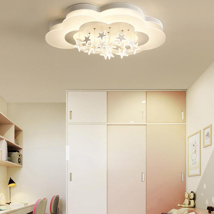 Nordic Star Cloud Acrylic LED Kids Flush Ceiling Light