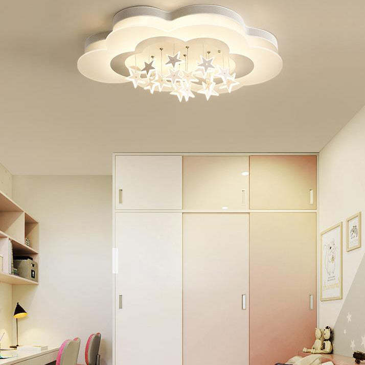 Nordic Star Cloud Acrylic LED Kids Flush Ceiling Light