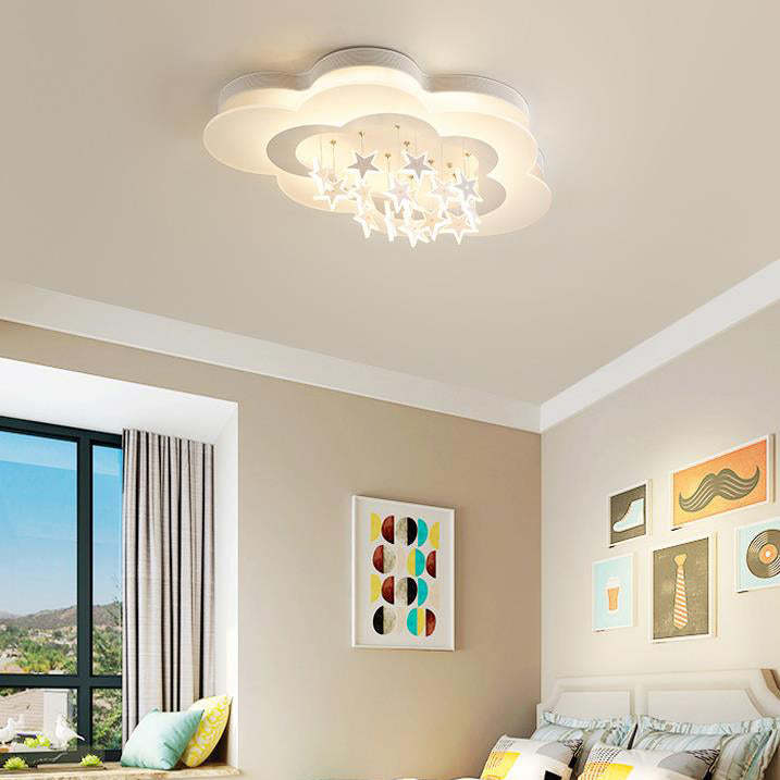 Nordic Star Cloud Acrylic LED Kids Flush Ceiling Light