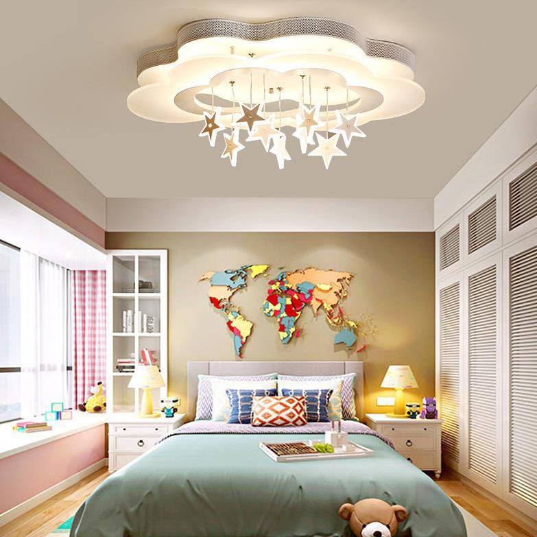 Nordic kids cloud flush mount lighting in acrylic — 20" L x 14" W x 3.94" H / Warm White (3000K) / 220V-240V (UK/AU)