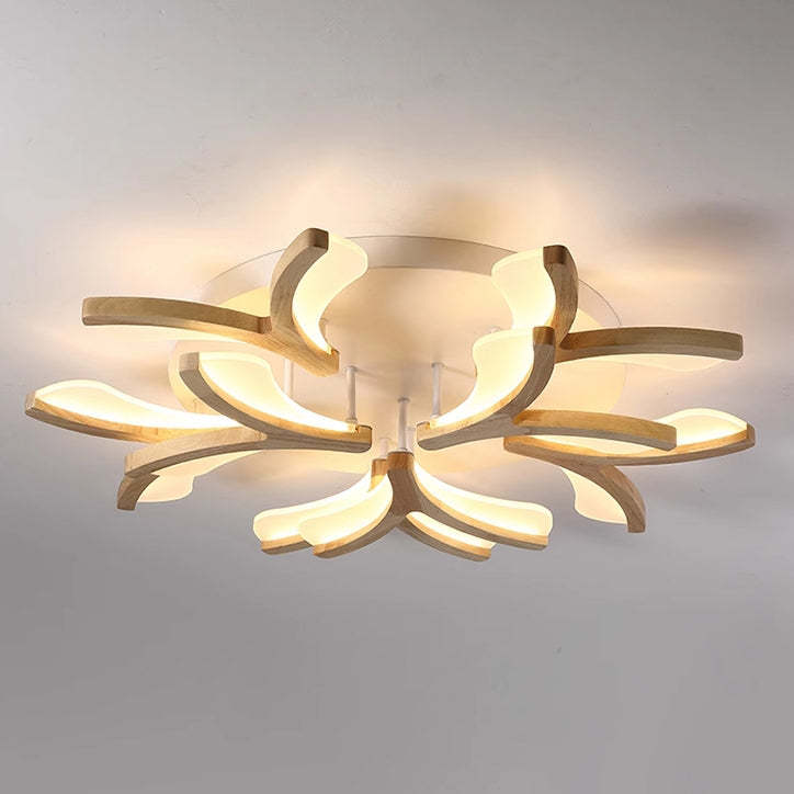 Scandinavian Wood Branch Flower Ceiling Light