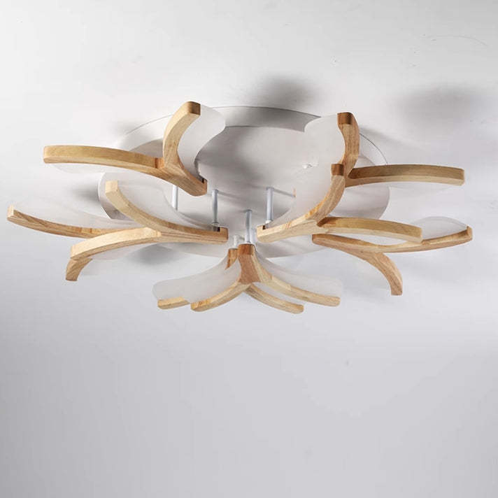 Scandinavian Wood Branch Flower Ceiling Light