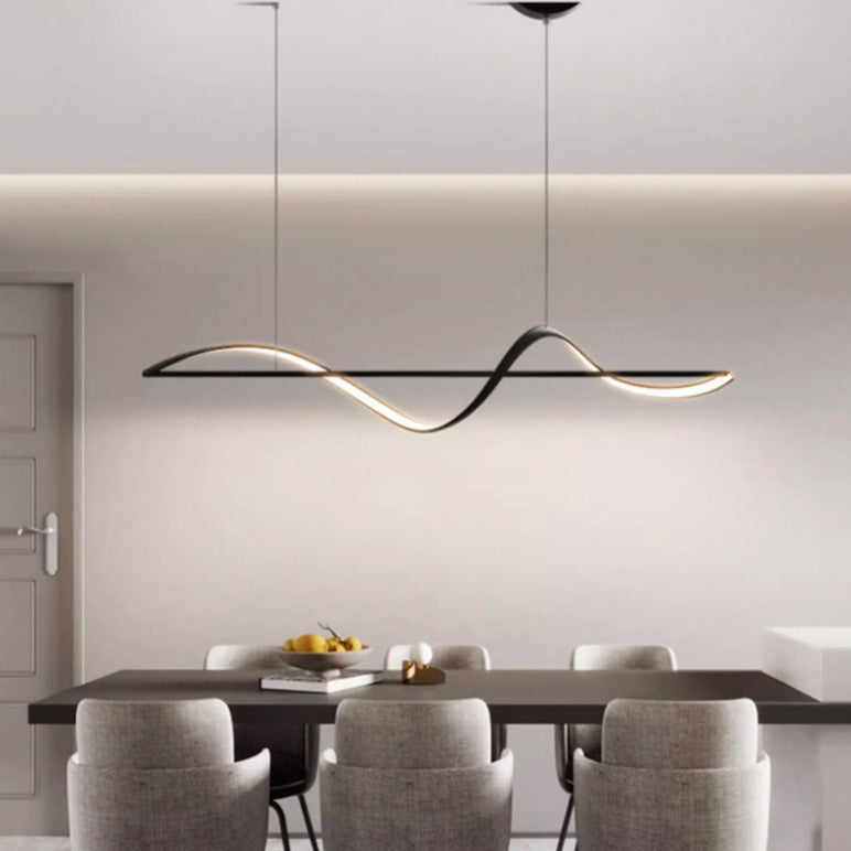 Minimalist Linear Aluminum Silicone LED Island Chandelier