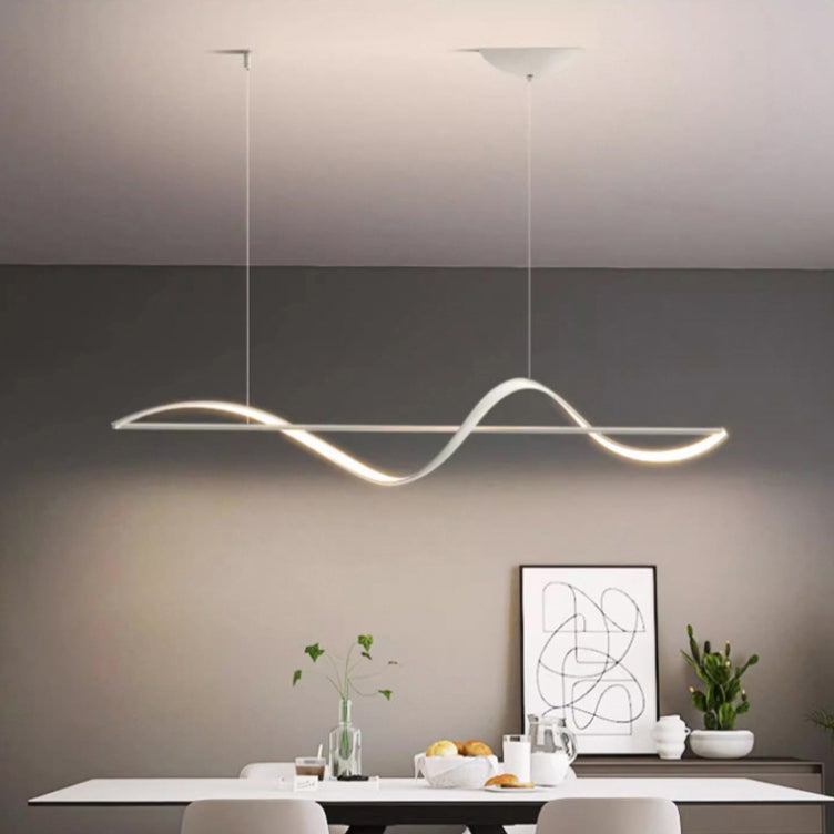 Minimalist silicone linear black chandeliers, Lighom — Matte Black / 220V-240V (UK/AU