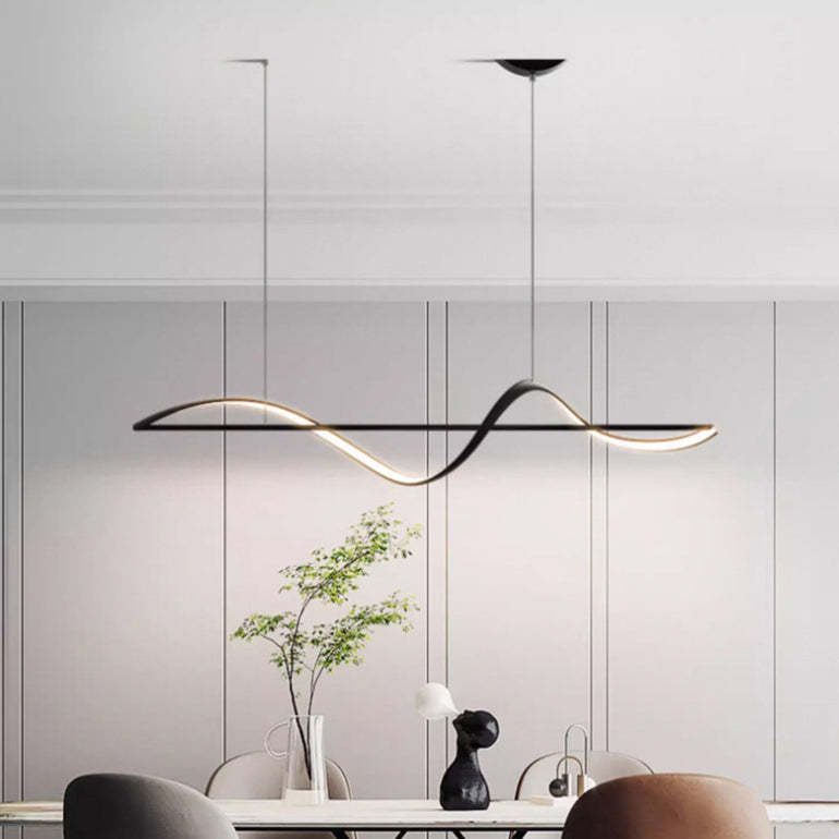 Minimalist Linear Aluminum Silicone LED Island Chandelier
