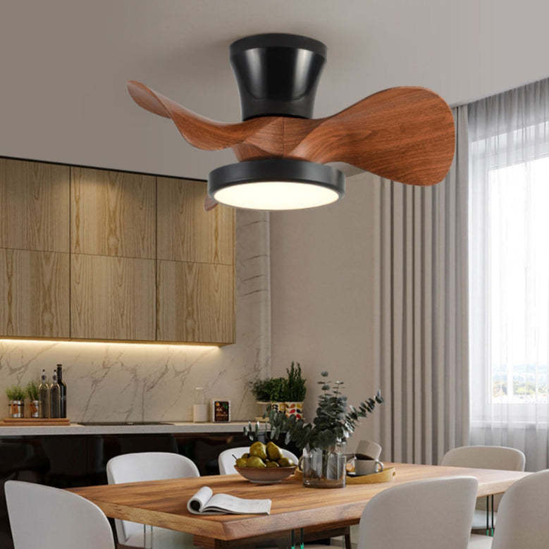 Industrial Wood Grain Mount Ceiling Fan Light