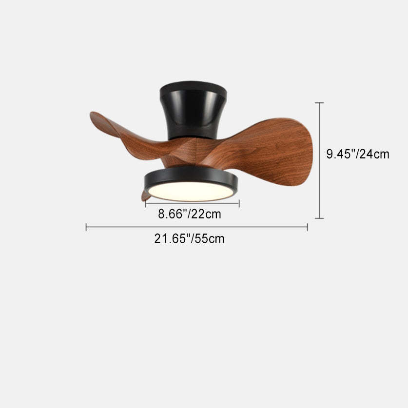 Industrial Wood Grain Mount Ceiling Fan Light — White + Original Wood Color / Infinitely Dimmable / 220V-240V For UK/AU