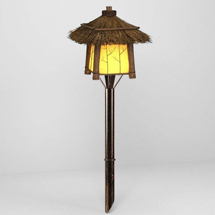 Traditional Rustic Bamboo Steel LED Outdoor Landscape Light