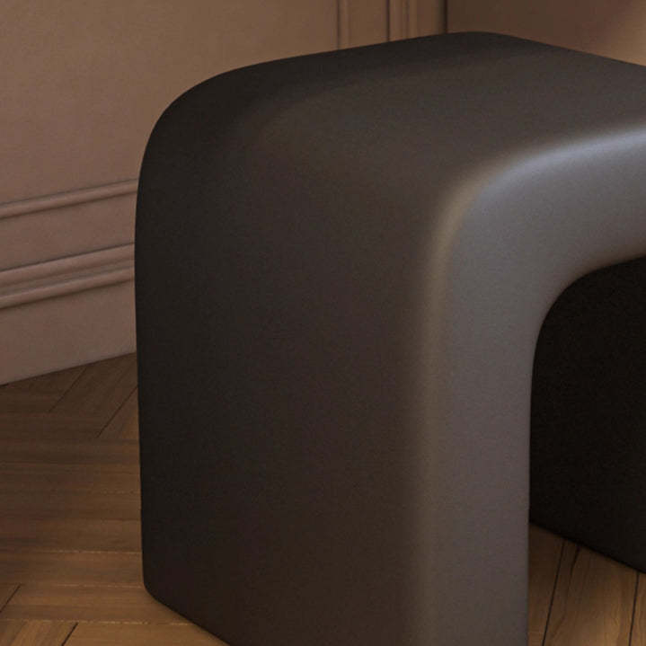 Minimalist Arched PU Leather Wood Vanity Stool — Green