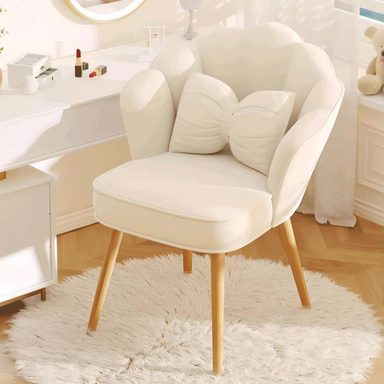 Minimalist Petal Fabric Wood Vanity Stool