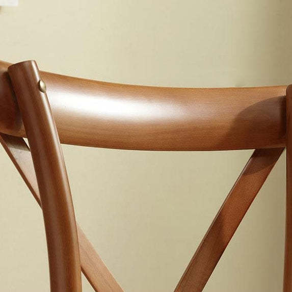 Vintage Wood Rattan Cross-Back Dining Chair